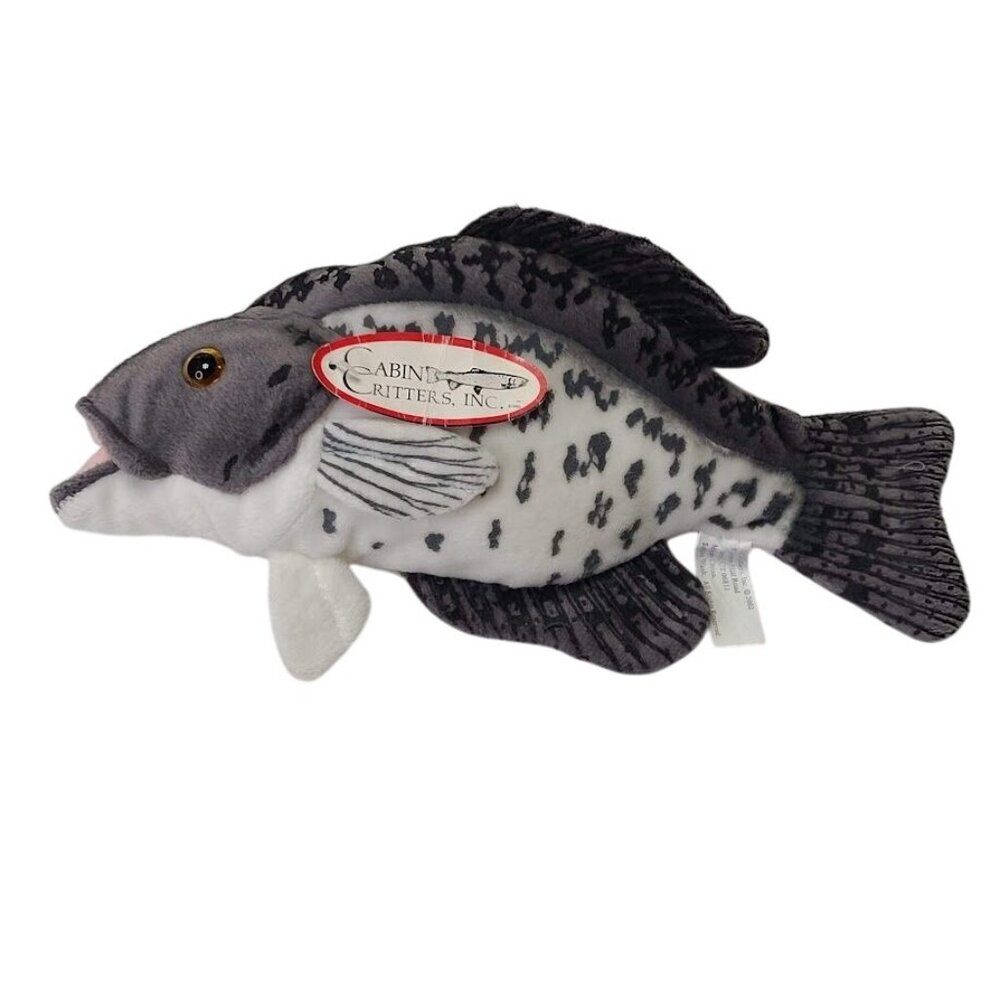 Vintage 2002 Cabin Critters Black Crappie Plush Stuffed Fish W/ Tags Beans 12.5"